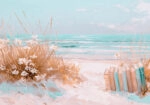 Πίνακας σε Καμβά VINTAGE PASTEL COASTAL WAVES BEACH BOOKS 8