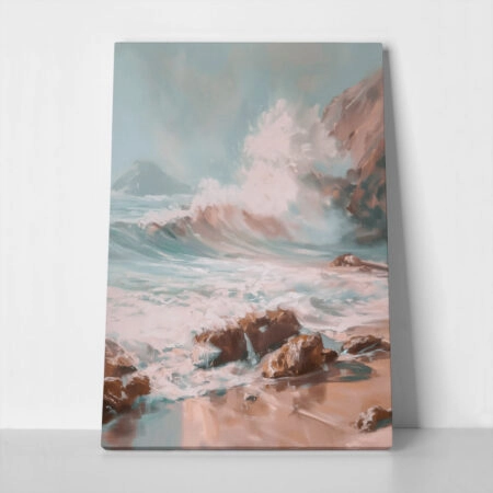 Πίνακας σε Καμβά VINTAGE PASTEL COASTAL WAVES - Vintage