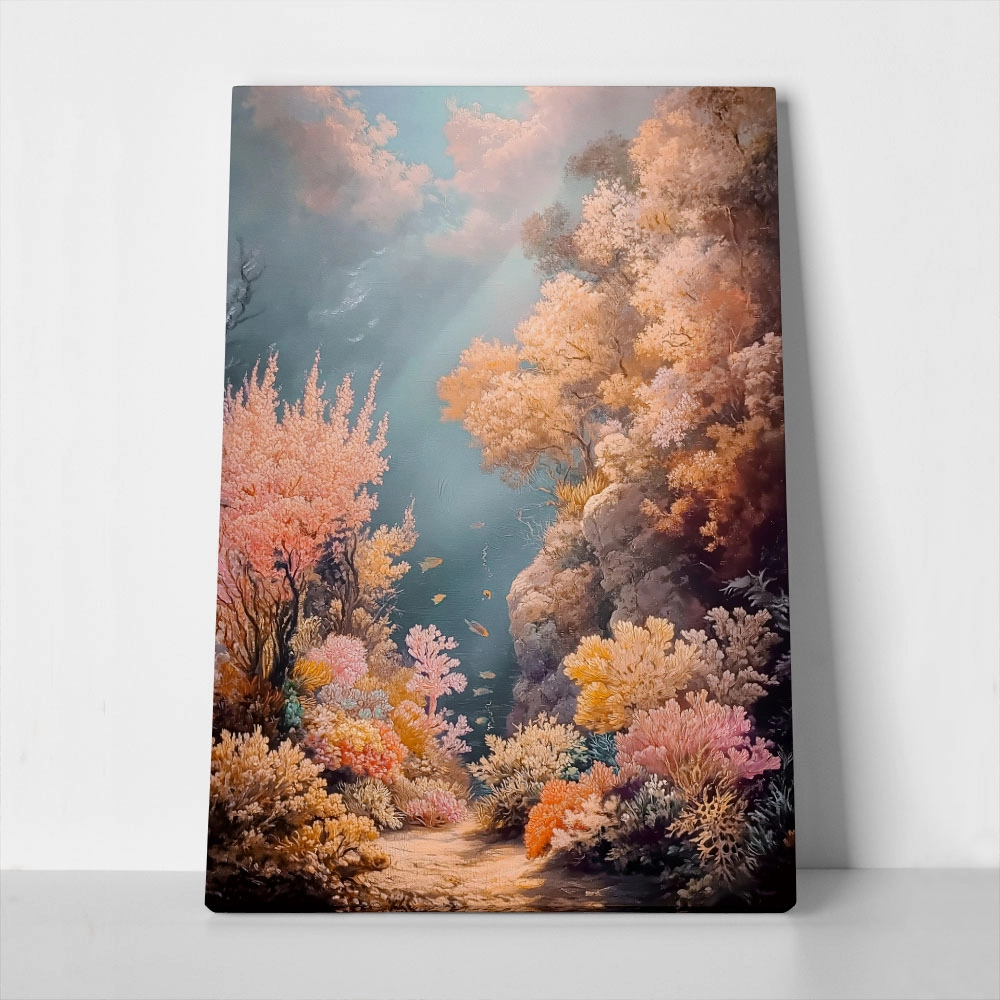 Πίνακας σε Καμβά VINTAGE PASTEL CORAL REEF 3