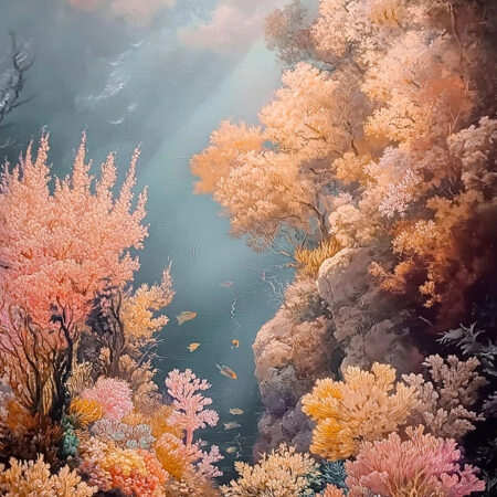 Πίνακας σε Καμβά VINTAGE PASTEL CORAL REEF 3 - Vintage Sticky 5