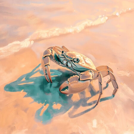 Πίνακας σε Καμβά VINTAGE PASTEL CRAB 2 - Vintage Sticky 5