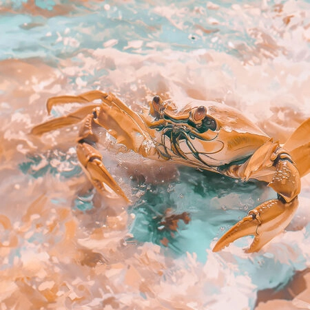 Πίνακας σε Καμβά VINTAGE PASTEL CRAB 5 - Vintage Sticky 5