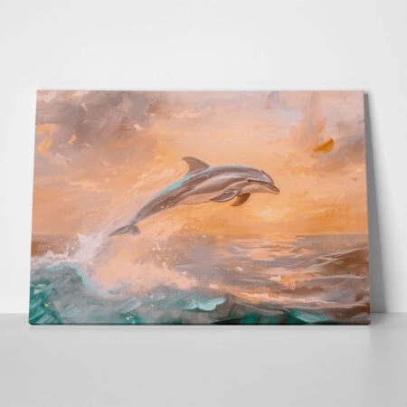 Πίνακας σε Καμβά VINTAGE PASTEL DOLPHIN 2 - Vintage