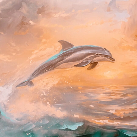 Πίνακας σε Καμβά VINTAGE PASTEL DOLPHIN 2 - Vintage Sticky 5