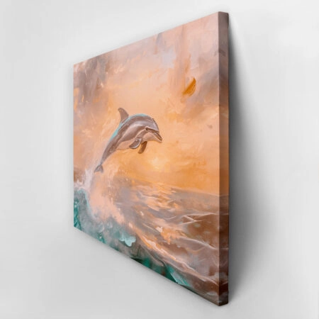 Πίνακας σε Καμβά VINTAGE PASTEL DOLPHIN 2 - Vintage Sticky 2