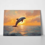Πίνακας σε Καμβά VINTAGE PASTEL DOLPHIN 3