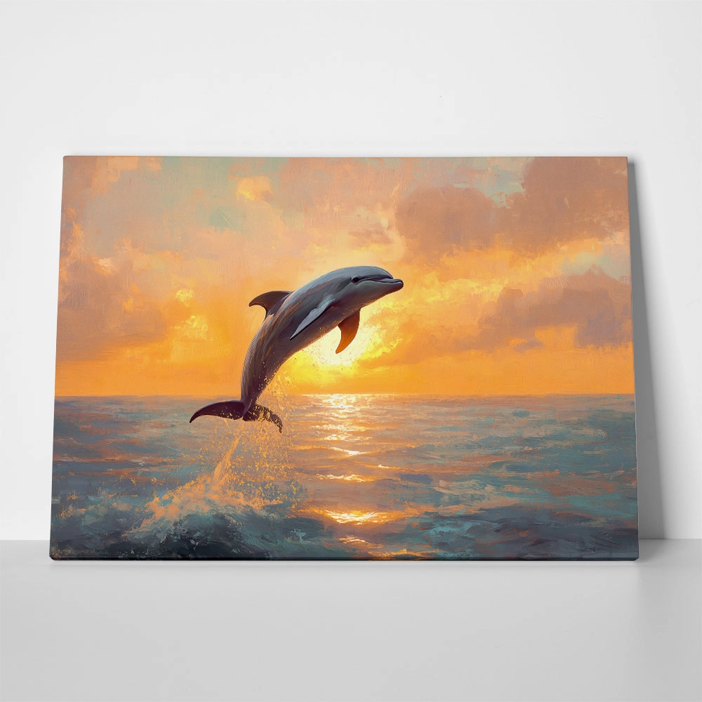 Πίνακας σε Καμβά VINTAGE PASTEL DOLPHIN 3