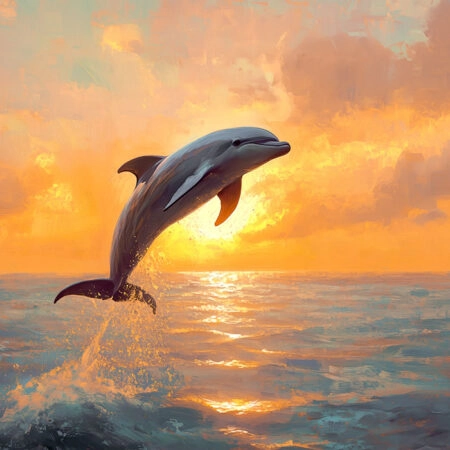 Πίνακας σε Καμβά VINTAGE PASTEL DOLPHIN 3 - Vintage Sticky 5