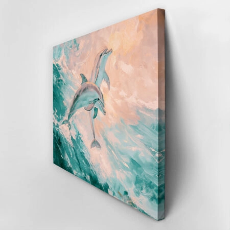 Πίνακας σε Καμβά VINTAGE PASTEL DOLPHINS 2 - Vintage Sticky 2