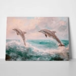 Πίνακας σε Καμβά VINTAGE PASTEL DOLPHINS 3