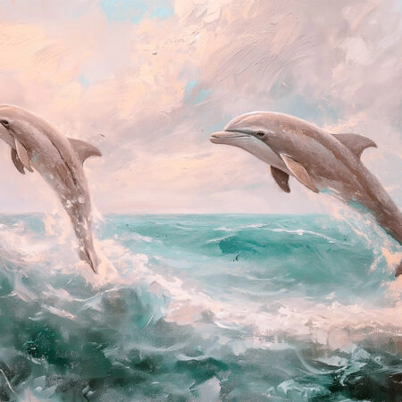 Πίνακας σε Καμβά VINTAGE PASTEL DOLPHINS 3 - Vintage Sticky 5