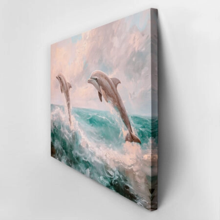 Πίνακας σε Καμβά VINTAGE PASTEL DOLPHINS 3 - Vintage Sticky 2
