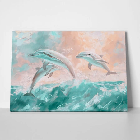 Πίνακας σε Καμβά VINTAGE PASTEL DOLPHINS 4 - Vintage