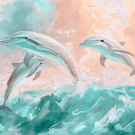 Πίνακας σε Καμβά VINTAGE PASTEL DOLPHINS 4 - Vintage Sticky 5