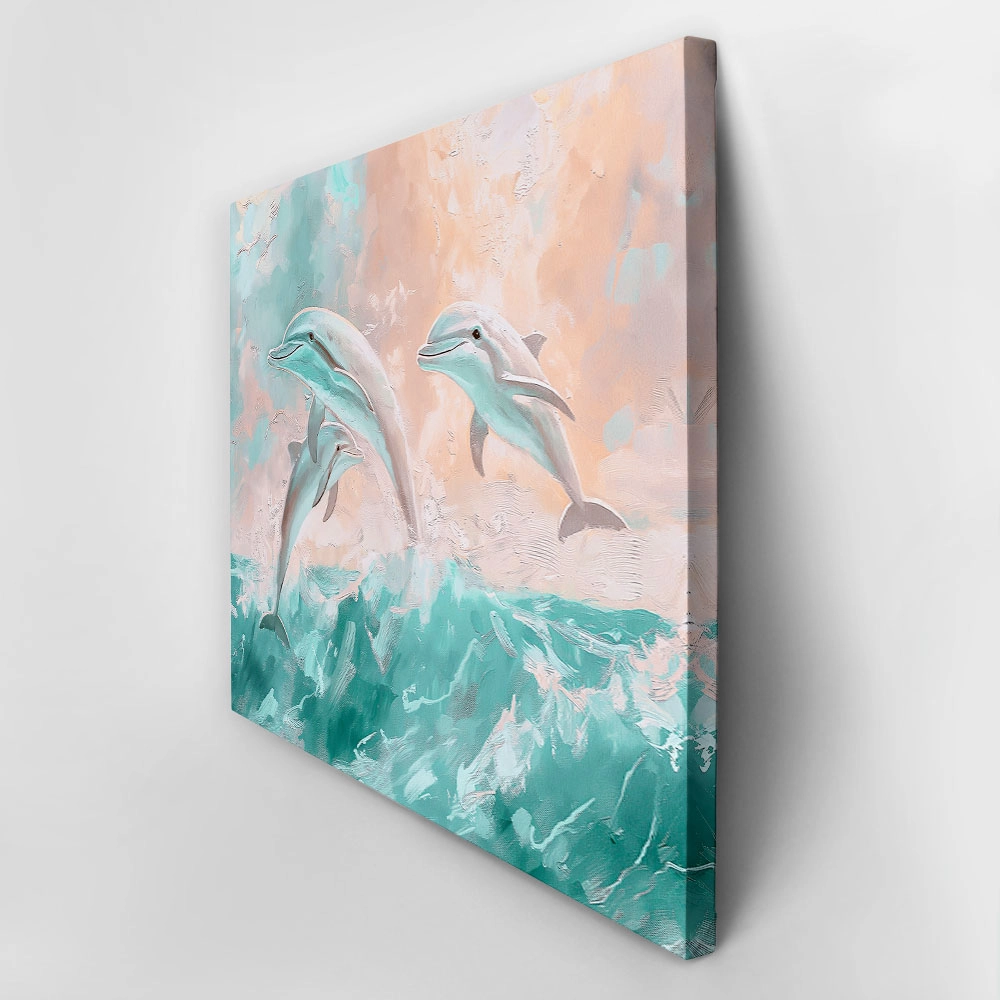 Πίνακας σε Καμβά VINTAGE PASTEL DOLPHINS 4
