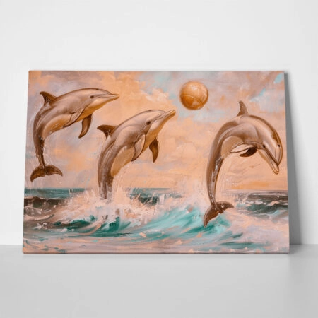 Πίνακας σε Καμβά VINTAGE PASTEL DOLPHINS 5 - Vintage