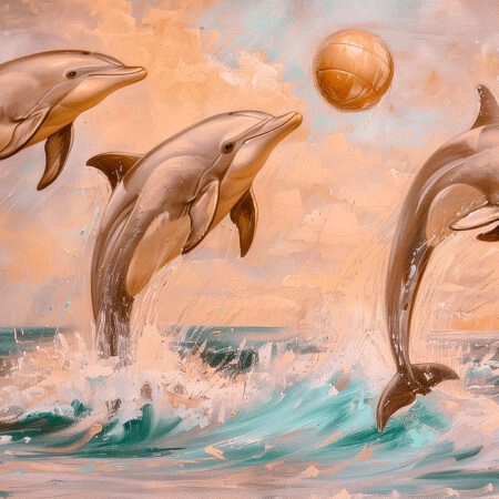 Πίνακας σε Καμβά VINTAGE PASTEL DOLPHINS 5 - Vintage Sticky 5