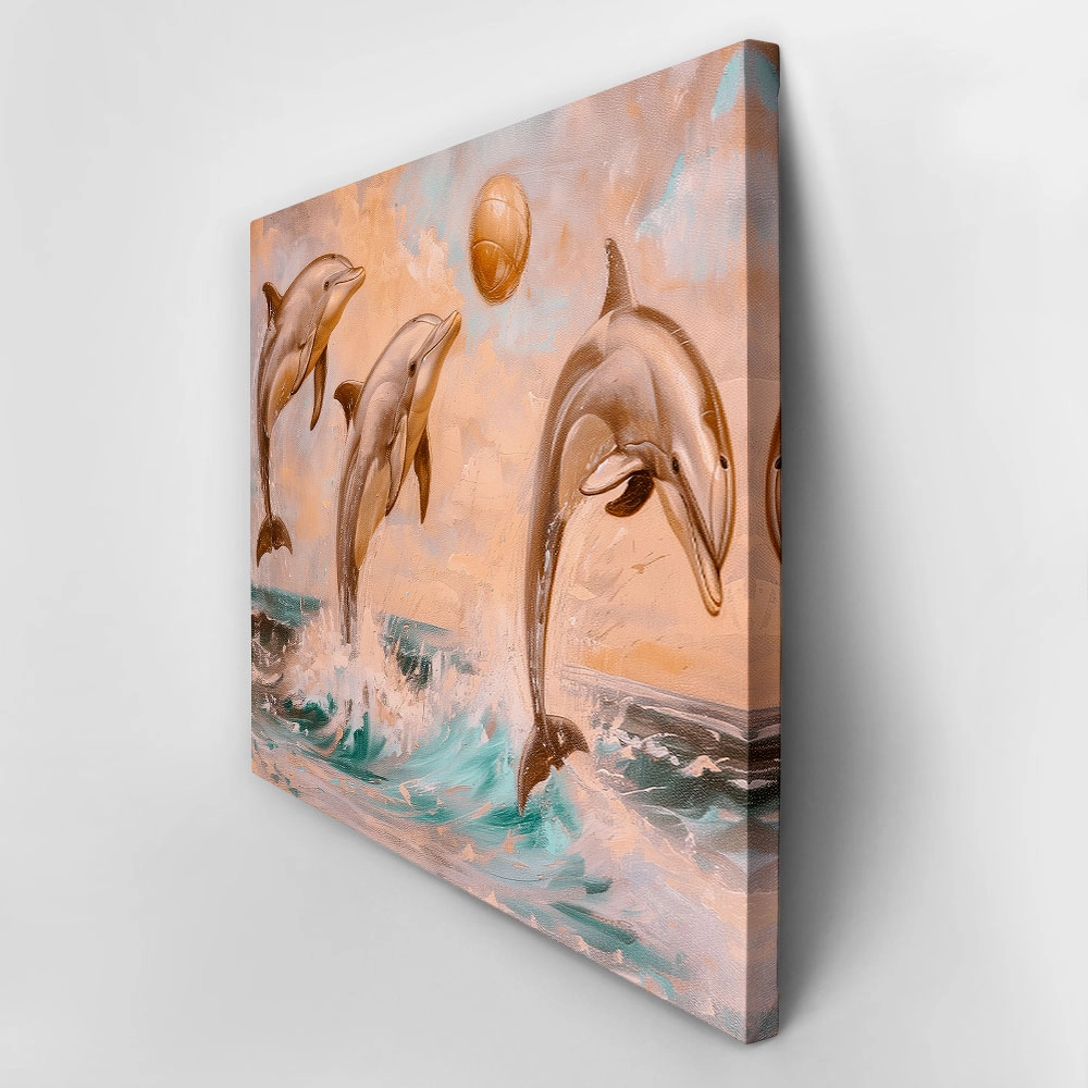 Πίνακας σε Καμβά VINTAGE PASTEL DOLPHINS 5