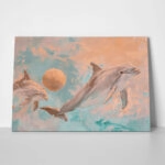 Πίνακας σε Καμβά VINTAGE PASTEL DOLPHINS 6