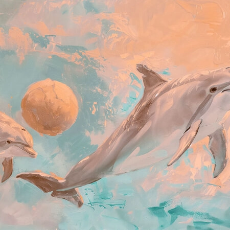 Πίνακας σε Καμβά VINTAGE PASTEL DOLPHINS 6 - Vintage Sticky 5