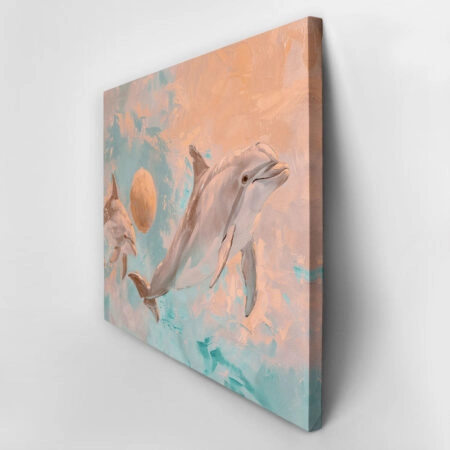 Πίνακας σε Καμβά VINTAGE PASTEL DOLPHINS 6 - Vintage Sticky 2
