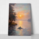 Πίνακας σε Καμβά VINTAGE PASTEL DOLPHIN