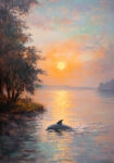 Πίνακας σε Καμβά VINTAGE PASTEL DOLPHIN