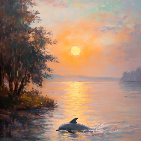 Πίνακας σε Καμβά VINTAGE PASTEL DOLPHIN - Vintage Sticky 5