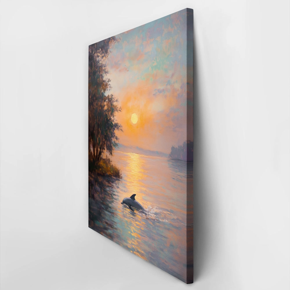 Πίνακας σε Καμβά VINTAGE PASTEL DOLPHIN