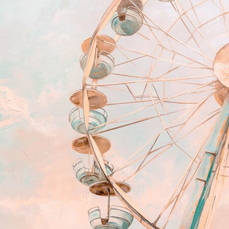 Πίνακας σε Καμβά VINTAGE PASTEL FERRIS WHEEL 5 - Vintage Sticky 5
