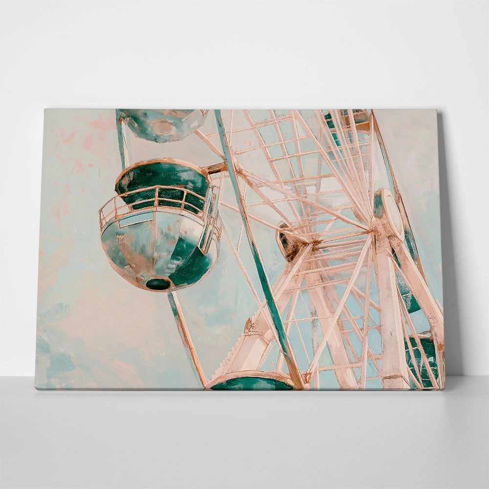 Πίνακας σε Καμβά VINTAGE PASTEL FERRIS WHEEL 6