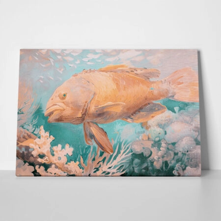 Πίνακας σε Καμβά VINTAGE PASTEL FISH 2