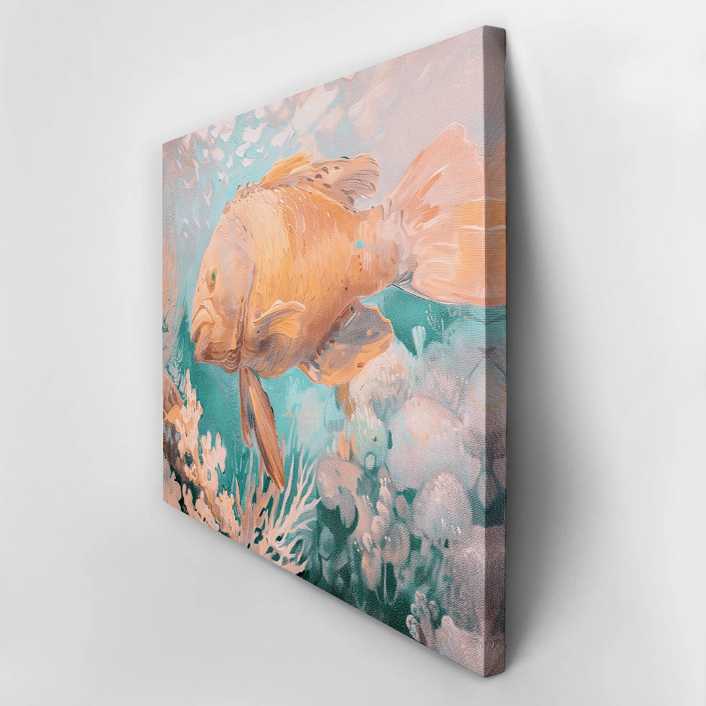 Πίνακας σε Καμβά VINTAGE PASTEL FISH 2