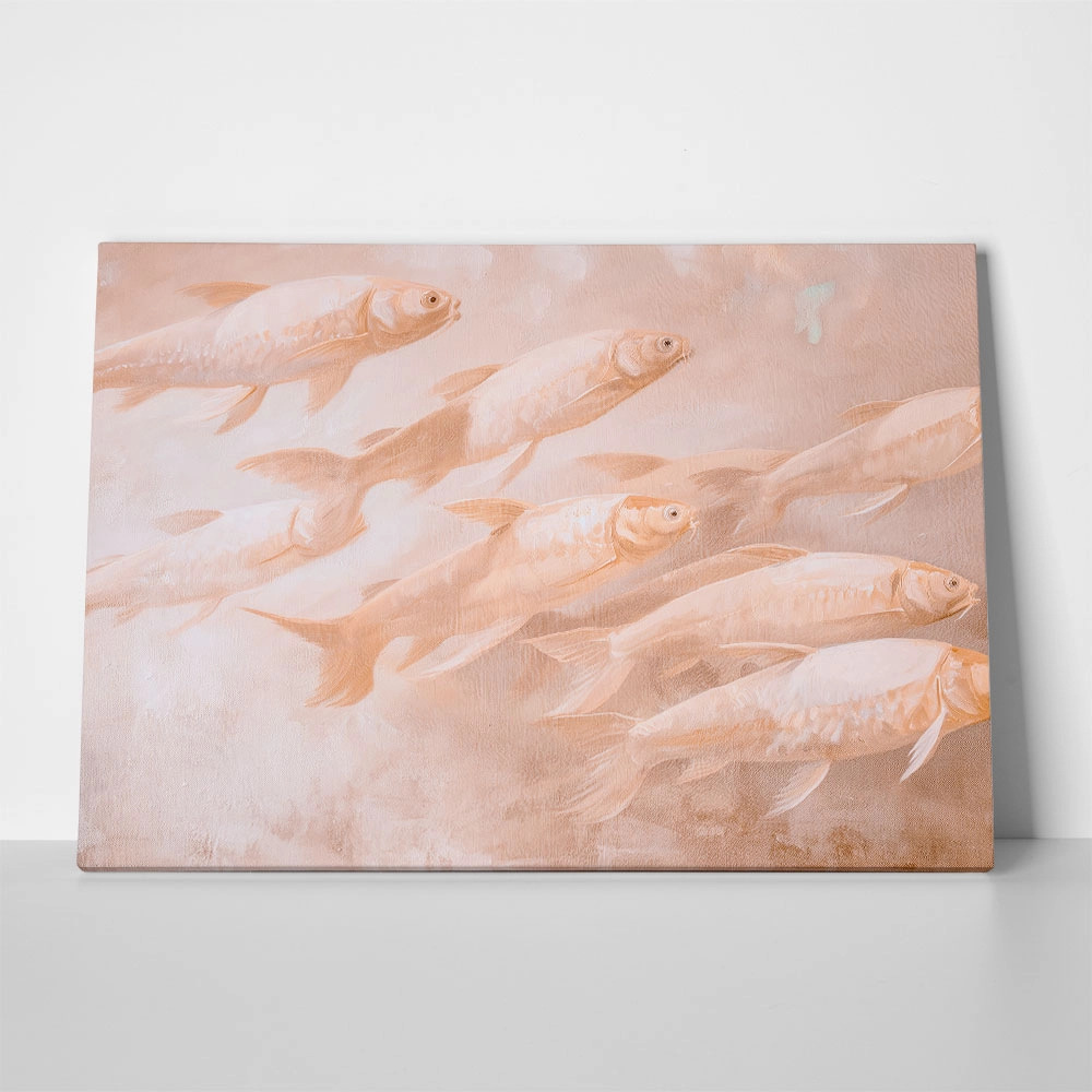 Πίνακας σε Καμβά VINTAGE PASTEL FISH 3