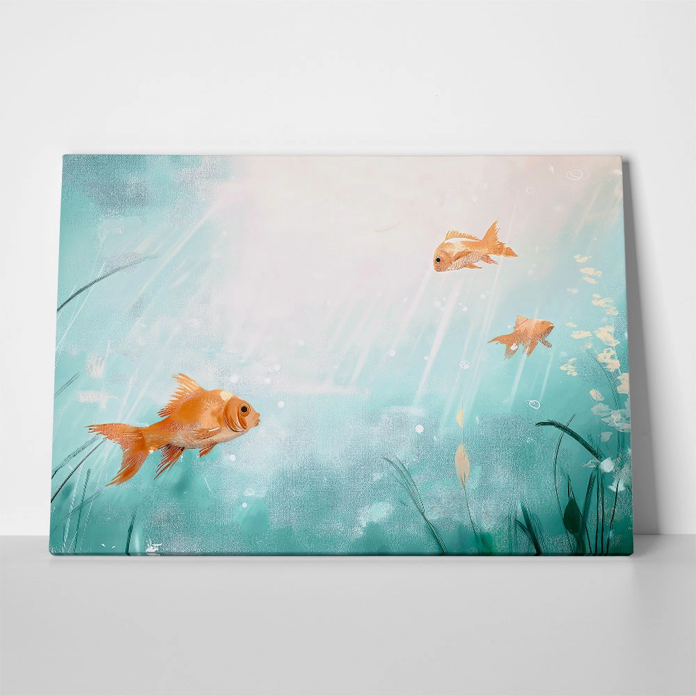 Πίνακας σε Καμβά VINTAGE PASTEL FISH 5