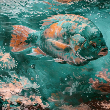 Πίνακας σε Καμβά VINTAGE PASTEL FISH 6 - Vintage Sticky 5