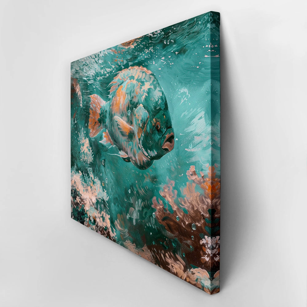 Πίνακας σε Καμβά VINTAGE PASTEL FISH 6