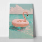 Πίνακας σε Καμβά VINTAGE PASTEL FLAMINGO