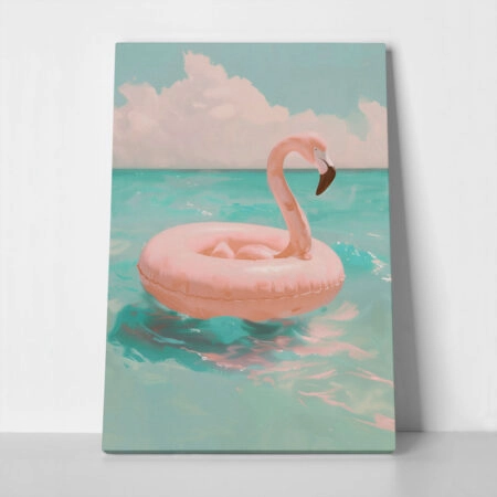 Πίνακας σε Καμβά VINTAGE PASTEL FLAMINGO - Vintage