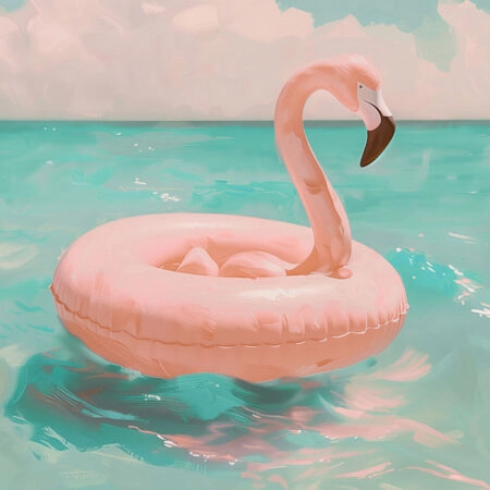 Πίνακας σε Καμβά VINTAGE PASTEL FLAMINGO - Vintage Sticky 5