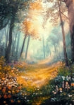 Πίνακας σε Καμβά VINTAGE PASTEL FOREST PATH 2