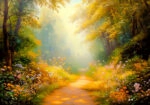 Πίνακας σε Καμβά VINTAGE PASTEL FOREST PATH 3