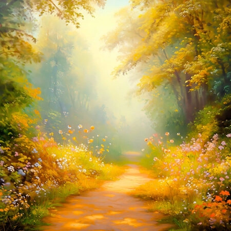 Πίνακας σε Καμβά VINTAGE PASTEL FOREST PATH 3 - Vintage Sticky 5