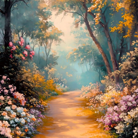 Πίνακας σε Καμβά VINTAGE PASTEL FOREST PATH - Vintage Sticky 5