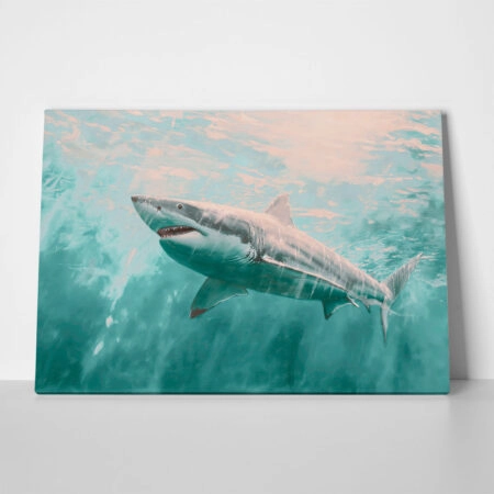 Πίνακας σε Καμβά VINTAGE PASTEL GREAT WHITE SHARK