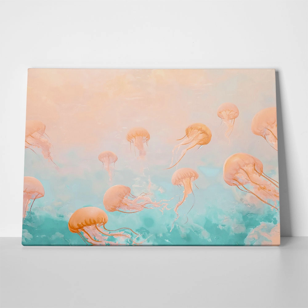 Πίνακας σε Καμβά VINTAGE PASTEL JELLY FISH 2