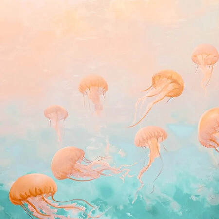 Πίνακας σε Καμβά VINTAGE PASTEL JELLY FISH 2 - Vintage Sticky 5