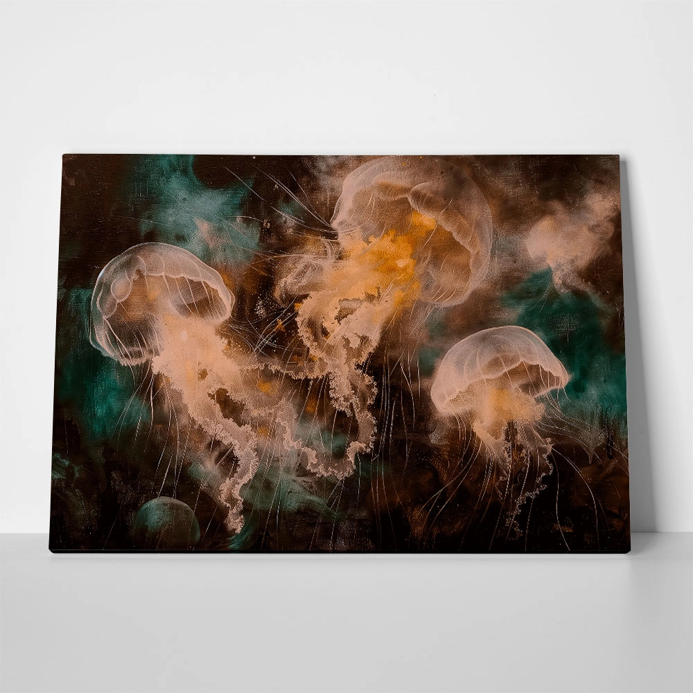 Πίνακας σε Καμβά VINTAGE PASTEL JELLY FISH 4