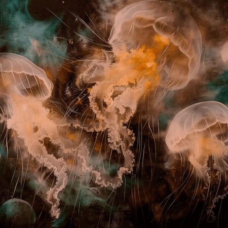 Πίνακας σε Καμβά VINTAGE PASTEL JELLY FISH 4 - Vintage Sticky 5