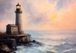 Πίνακας σε Καμβά VINTAGE PASTEL LIGHTHOUSE 4